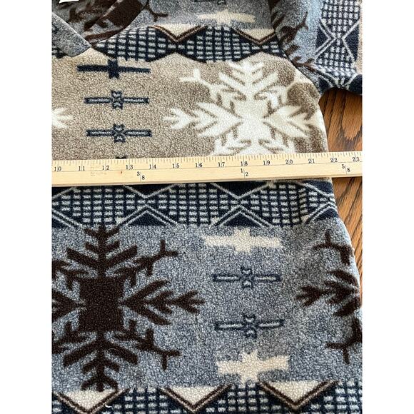 Vintage American Spirit Fleece V Neck Pullover Gray Tan Snowflakes-Size XL - Picture 4 of 7